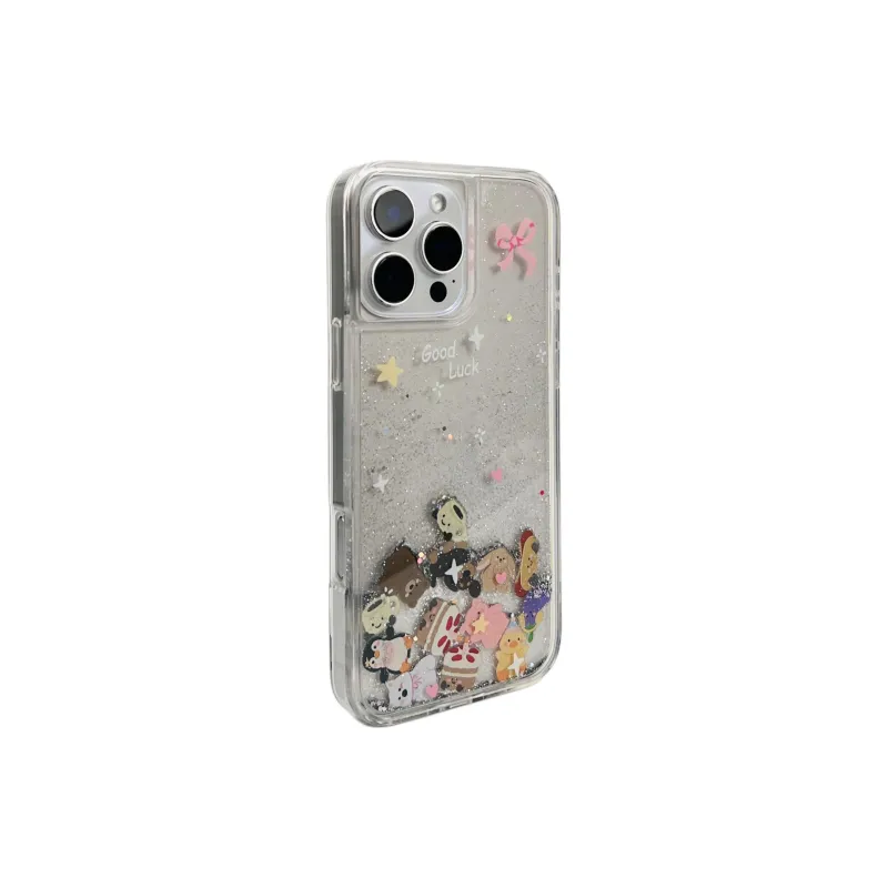 Wei Xin Acrylic Material Quicksand Small Animal Phone Cases Compatible With IPhone 16/15 Pro Max/Apple 13/14 Pro/Max-1