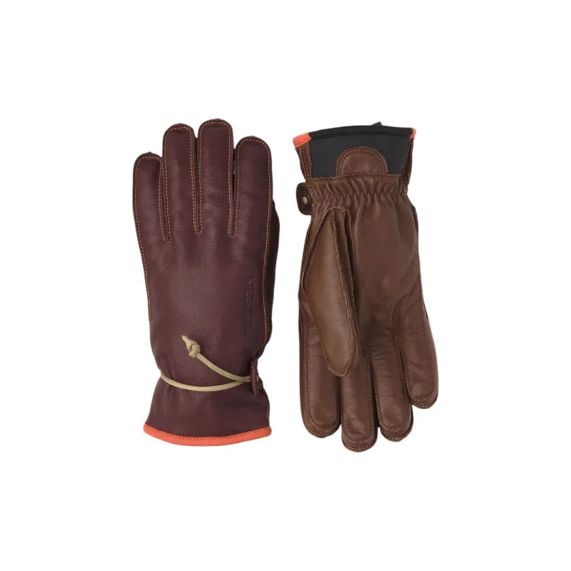 HESTRA Cow Leather Wool Sports Gloves Unisex Red/Brown-0