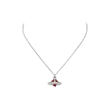 Vivienne Westwood Brass Silver-Plated Necklaces Unisex Silver Red