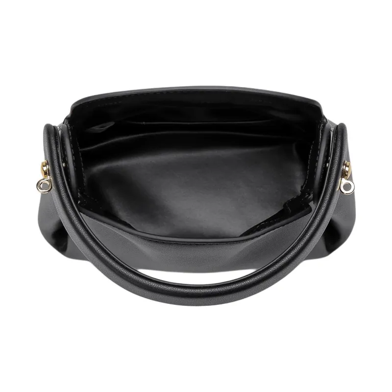 Montagut Cow Leather Handbag Regular Women's Black/Silver/Light Green-4