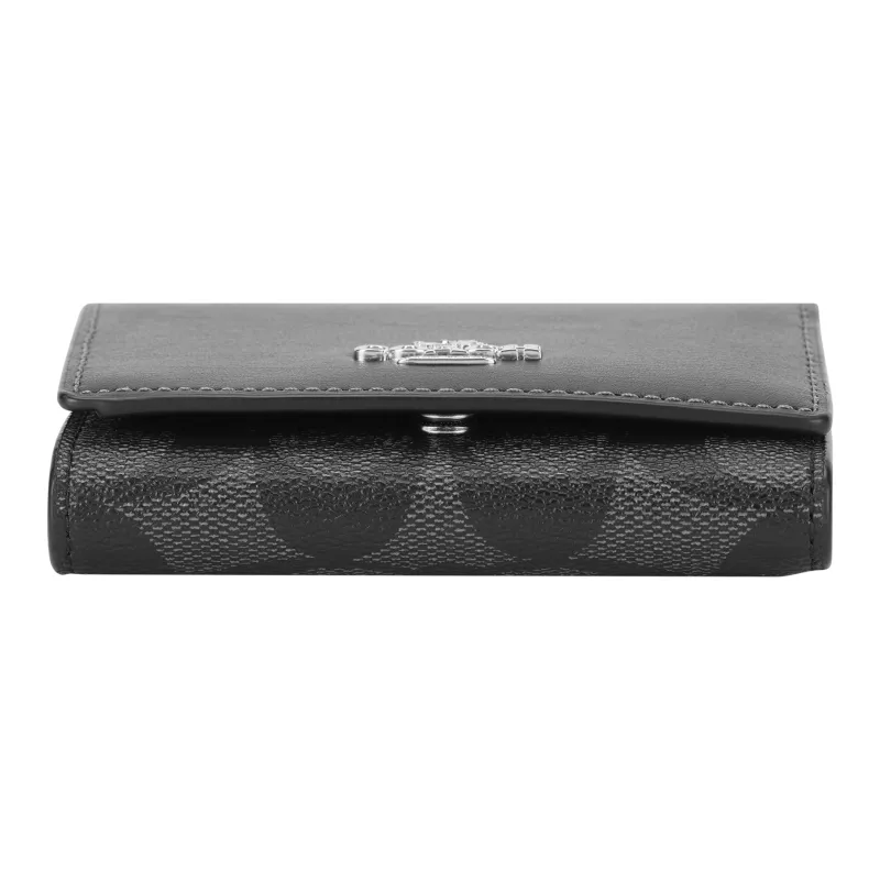 COACH Micro Canvas With Leather Canvas Bag Coin Purse Wallet Regular Unisex Black-5