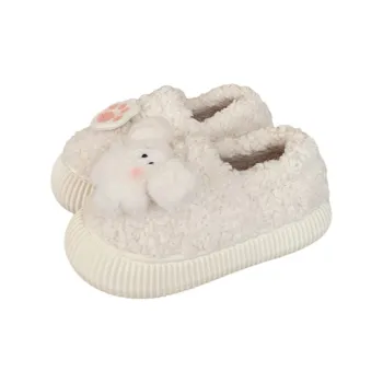 Thin Strips Cotton Slippers Women's, White