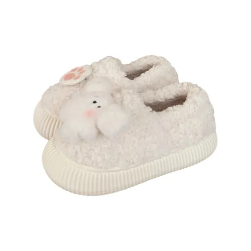 Thin Strips Cotton Slippers Women's, White