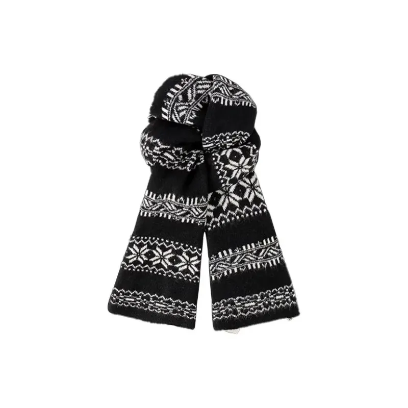 PISHUSHU Acrylic Knit Scarves Unisex Christmas Red-4