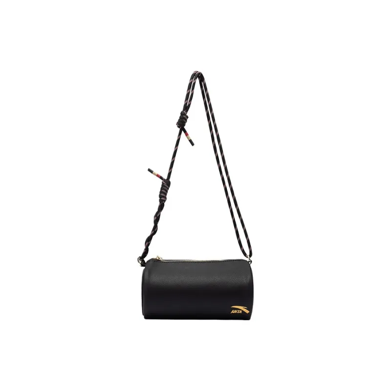 Anta Synthetic Leather Cylinder Bag Crossbody Bag Regular Unisex Basic Black-4