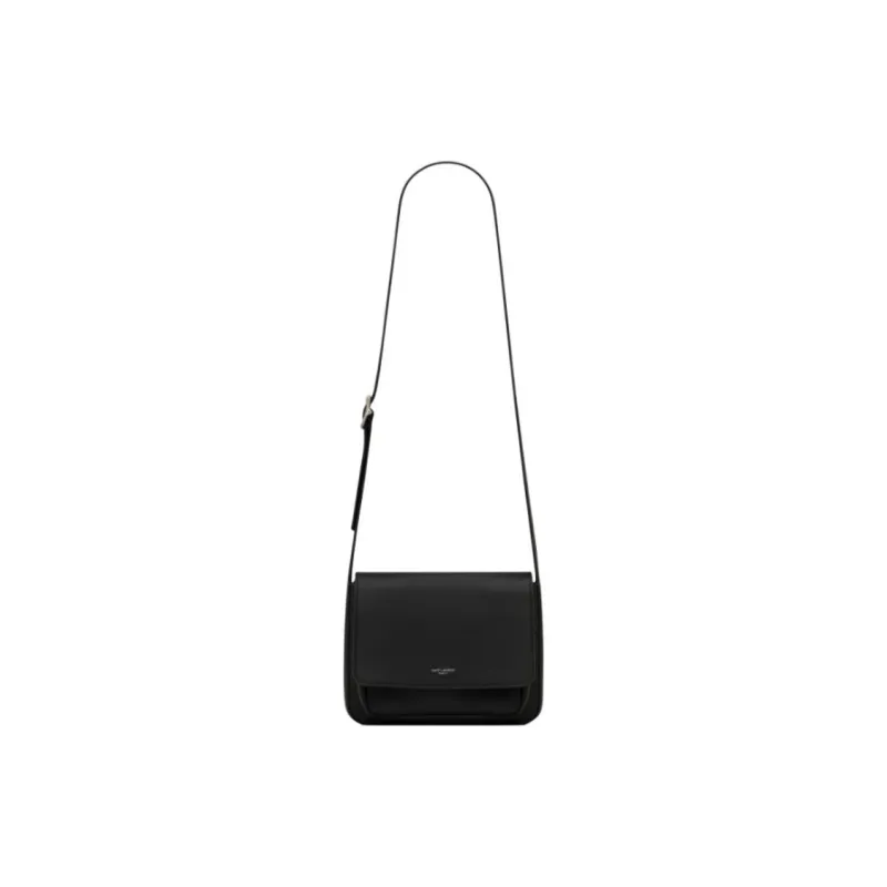 SAINT LAURENT Smooth Leather Messenger Bag Shoulder Bag Crossbody Bag Small Size Women's Black-0
