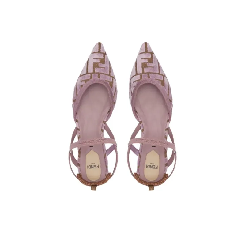 FENDI Ff Jacquard Pointed Toe Flats Women's-3