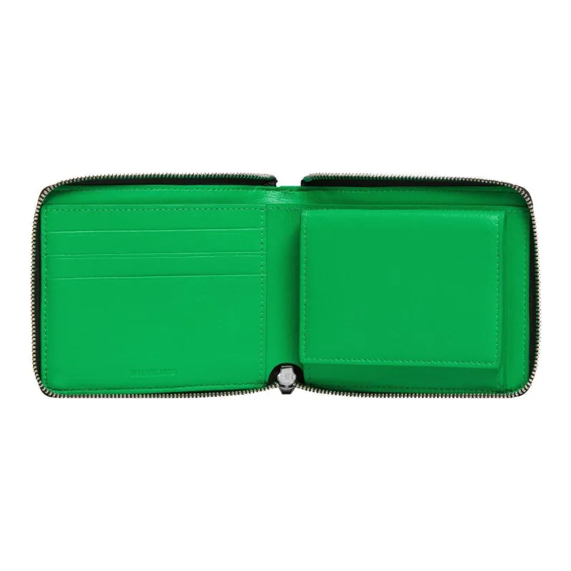Balenciaga ESSENTIAL Cow Leather Shoulder Bag With Card Holder Wallet Regular Men's Black/Green-3
