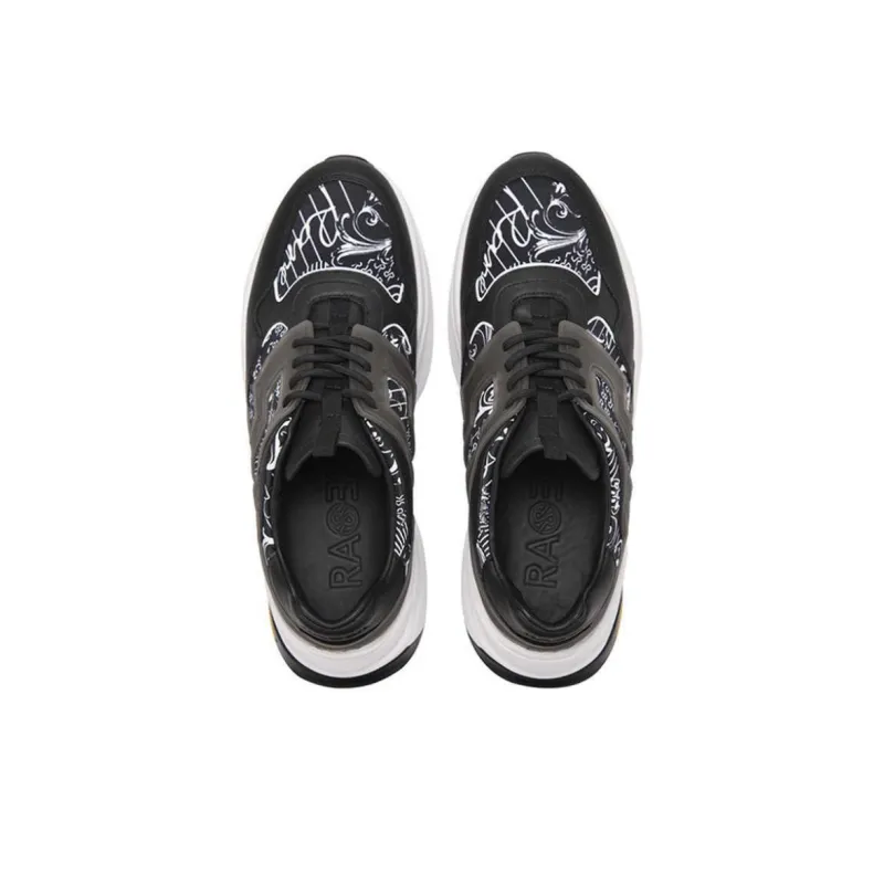 RARE Low Top Casual Shoes Men's Black White-3