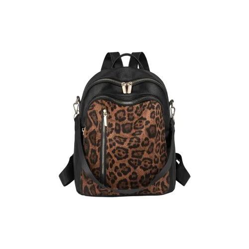 Yalu PU Advanced Large Capacity Trendy Comfort Backpack Medium Size Unisex Black/Brown