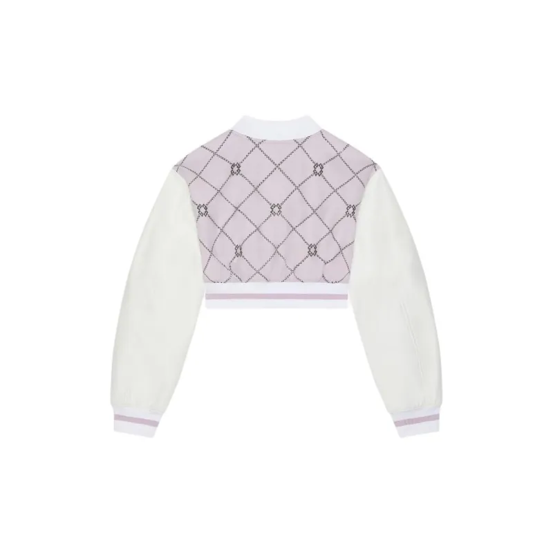 Givenchy Cropped Checked Varsity Jacket 'Grey/Pink'-1
