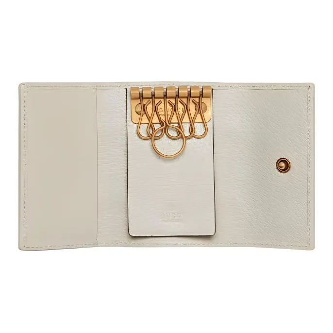 GUCCI Ophidia Canvas With Leather Trim Key Pouch Women's White/Beige-3