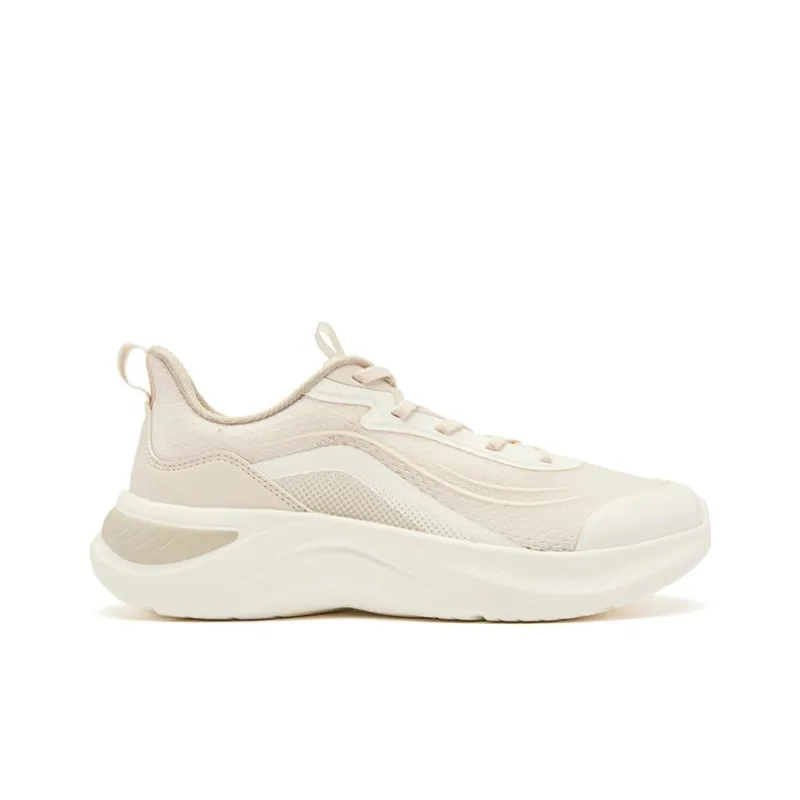 QIAODAN Breathable Lightweight Low Top Running Shoes Women's Beige-1