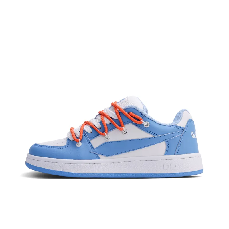 GLO BULL Skateboard Shoes Unisex Low Top Double Strap White Blue-0