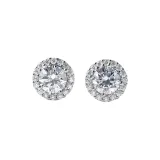 Round Bag Stud Earrings, 0.5 Carat, 1 Pair