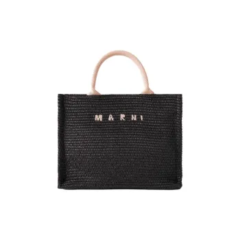 MARNI Raffia Tote Bag Shopping Bag Handbag Women's Black