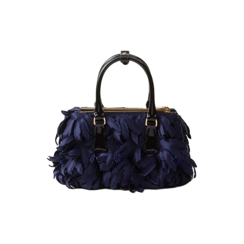PRADA Galleria Killer Bag Fabric Shoulder Bag Crossbody Bag Handbag Mini Women's Baltic Blue And Black-2