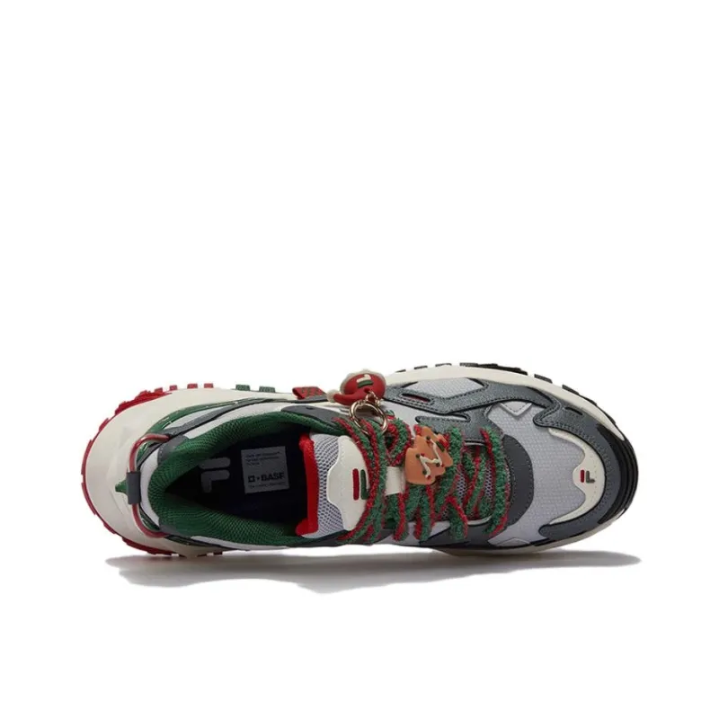 FILA FUSION BIANCO Cushioned Slip-Resistant Height Increasing Wear-Resistant Low-Top Running Shoes Men's Gray Green-2