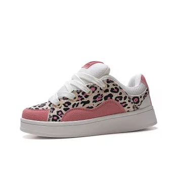 STUR YSN Wear resistant And Lightweight Low Top Skateboard Shoes Women's Pink Leopard Print