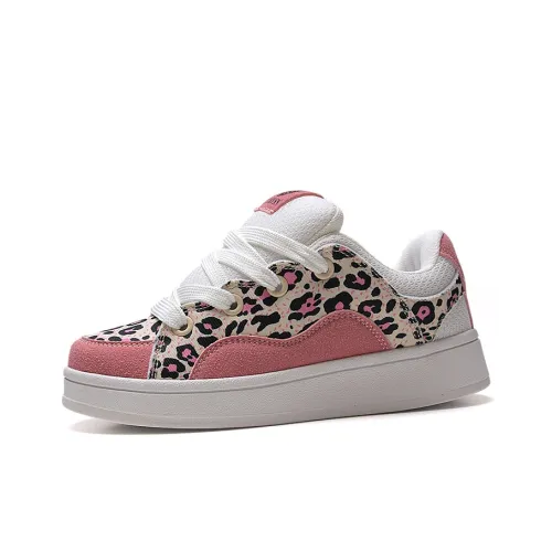 STUR YSN Wear resistant And Lightweight Low Top Skateboard Shoes Women's Pink Leopard Print
