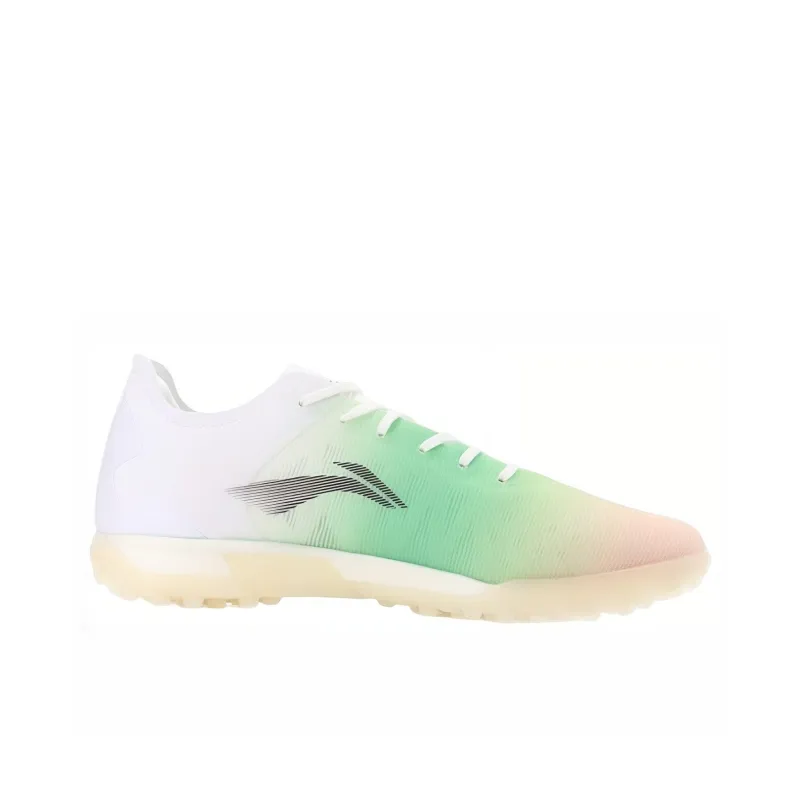 LiNing TF Rubber Broken Studs Indoor Cushioning, Slip Resistant, And Abrasion Resistant Soccer Shoes Men's White Green-1