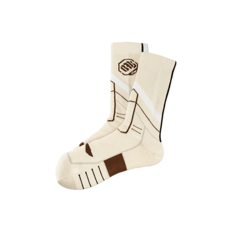 LiNing Basketball Collection Mid Calf Socks Unisex 1 Pack Khaki/Brown-4