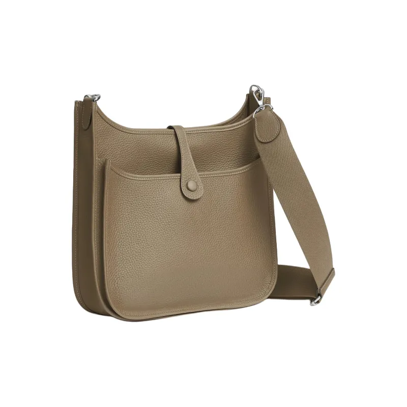 HERMES Evelyne Clemence Bullock Leather Shoulder Bag Women's 8Q BEIGE MARFA Marfa Mi-2