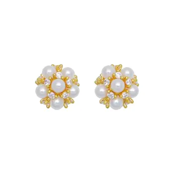 WAW Copper Gold plated Zircon Earrings Women's