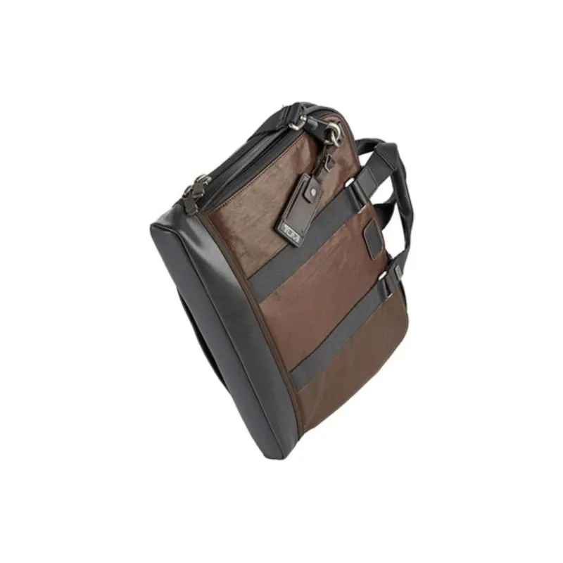 TUMI Alpha Bravo Leather Briefcases Men's Dark Brown-2
