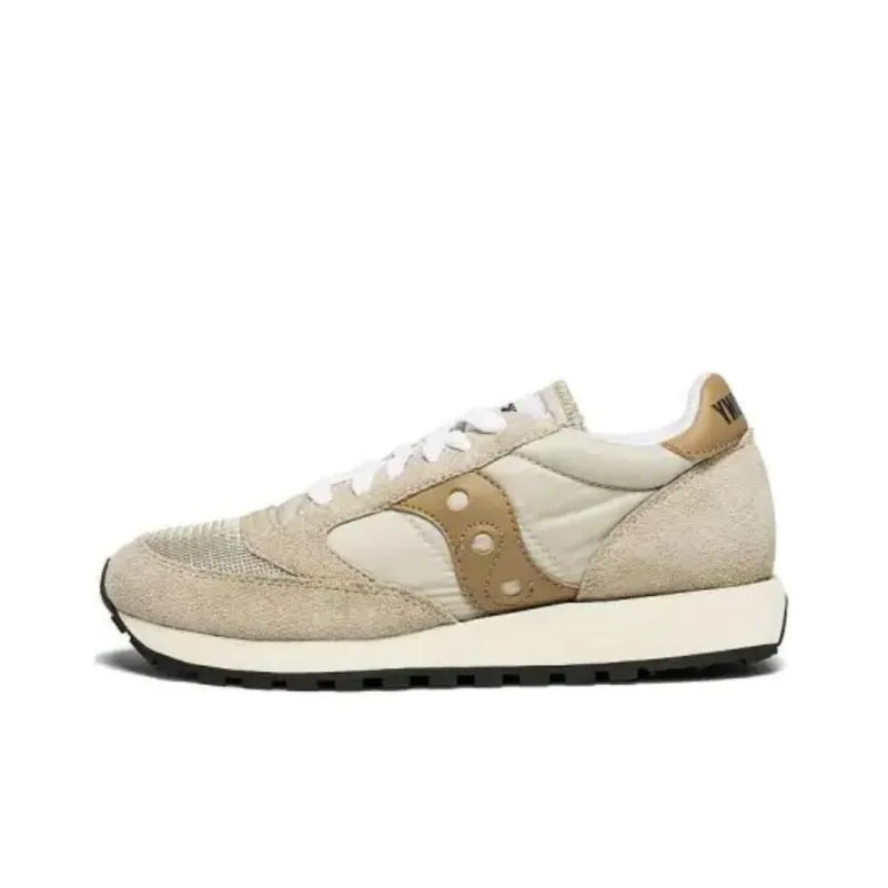 Saucony Jazz Original Vintage Anti Slip Wear Resistant Low Top Running Shoes Women's Beige Brown-0