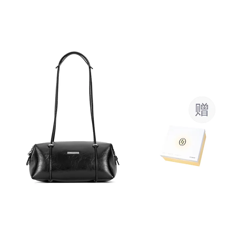 FERIA Cow Leather Shoulder Bag Medium Size Women's Pink/Black-6