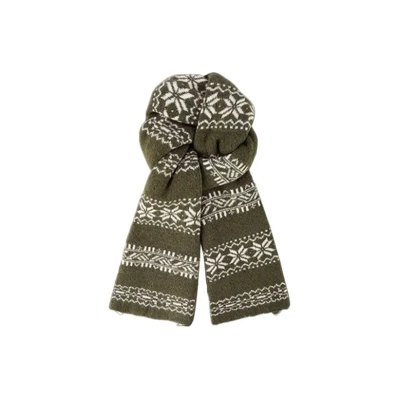 PISHUSHU Acrylic Knit Scarves Unisex Christmas Red-8