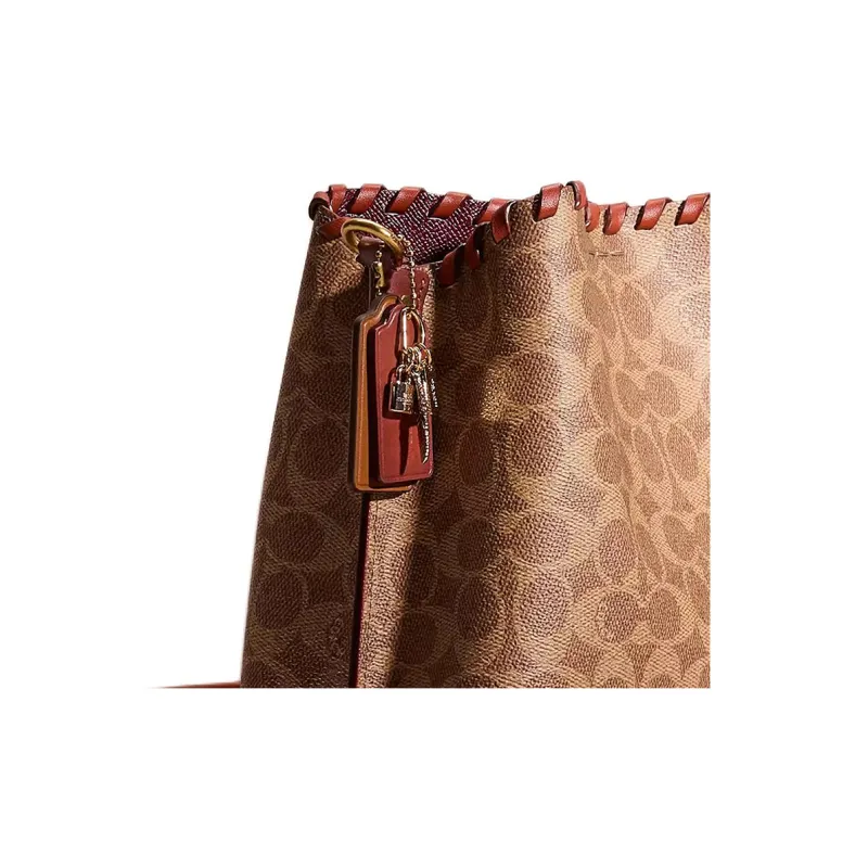 COACH Willow Coated Canvas Bucket Bags Shoulder Bag Crossbody Bag Women's Brass With Brown And Rusty Red Accents-4