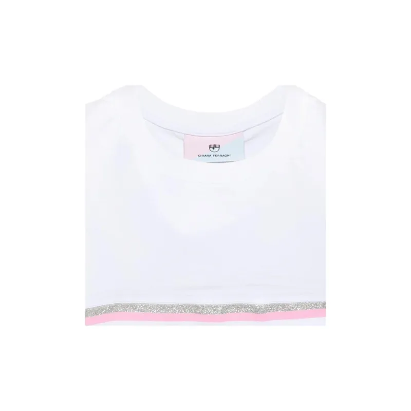 CHIARA FERRAGNI Eyelike glittered Cropped T shirt-1
