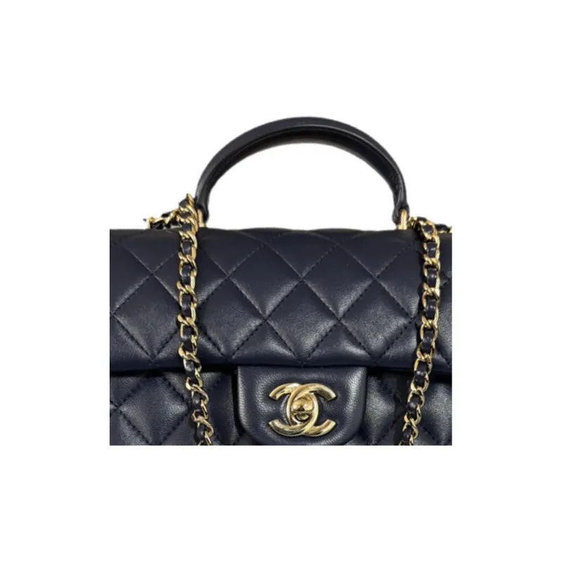 CHANEL Classic Flap CF Leather Flap Bag Handbag, Shoulder Bag, Crossbody Bag Women's Marine Blue-2