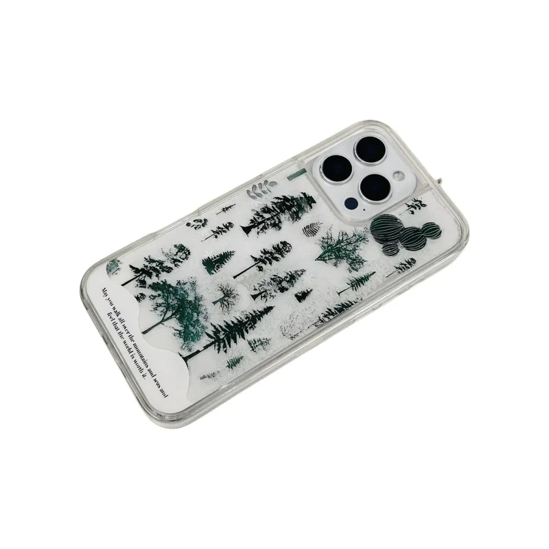Wei Xin Acrylic Material Pine Tree Snowflake Lava Phone Cases Compatible With IPhone 16/15 Pro Max/Apple 13/14 Pro/Max-3