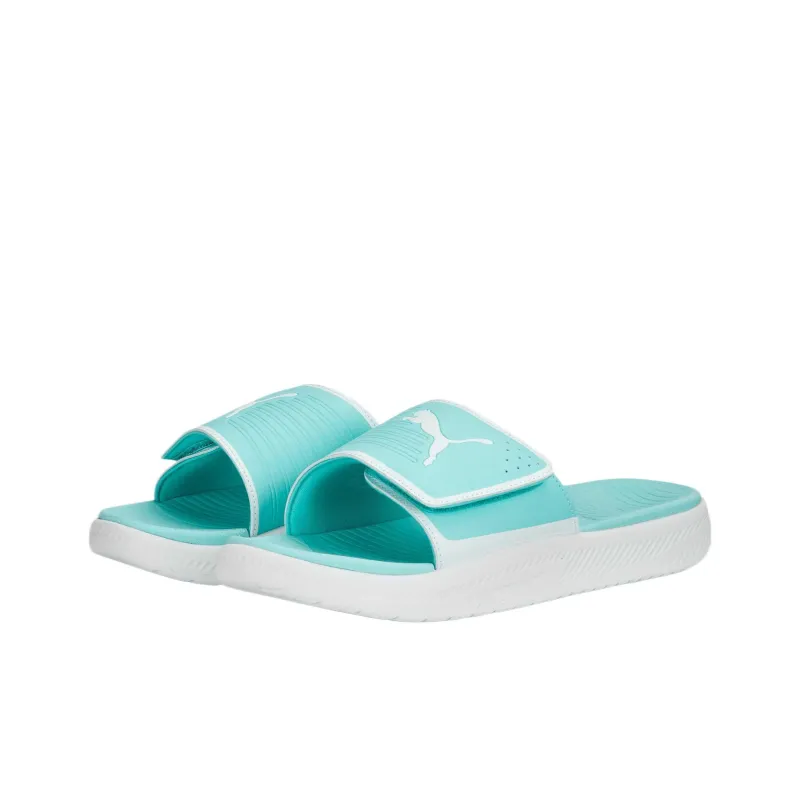PUMA Quick Dry Cushioning Slide Slippers Men's Cyan White-2
