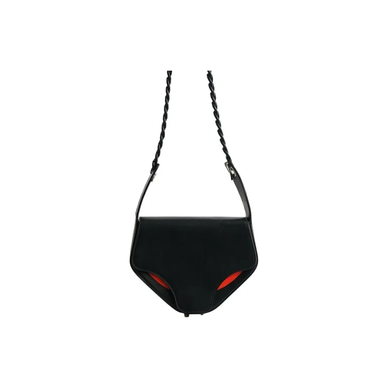 Desigual Cow Leather Fox Bag, Crossbody Bag, Shoulder Bag Medium Size Women's Black-0