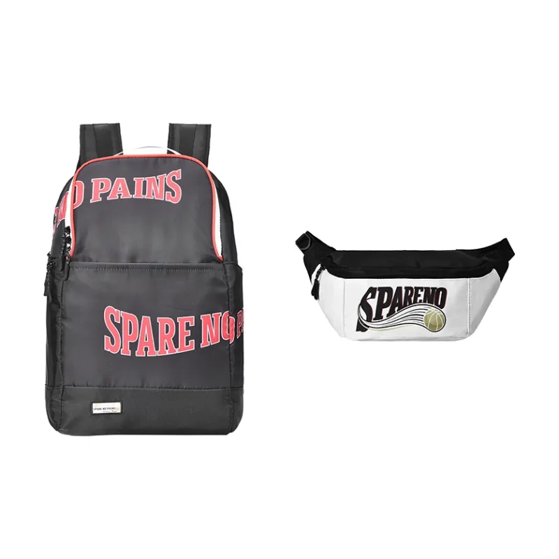 Spare No Pains. Polyester Basketball Backpack Regular Unisex Black Red-31