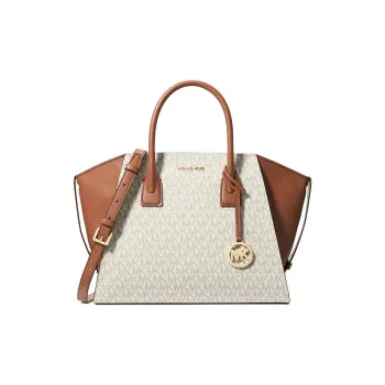 MICHAEL KORS Avril Coated Canvas Handbag Large Size Women's Vanilla White