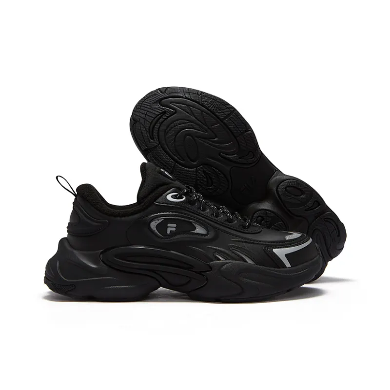FILA FUSION Slip-Resistant Low-Top Casual Shoes Women's Black Silver Gray-3