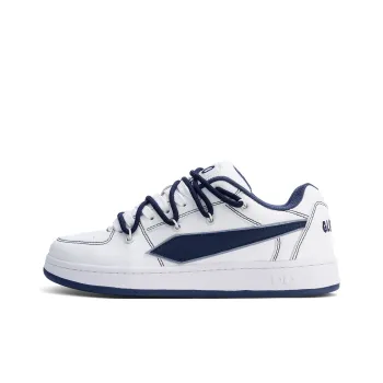 GLO BULL Skateboard Shoes Unisex Low Top Double Strap White Dark Blue
