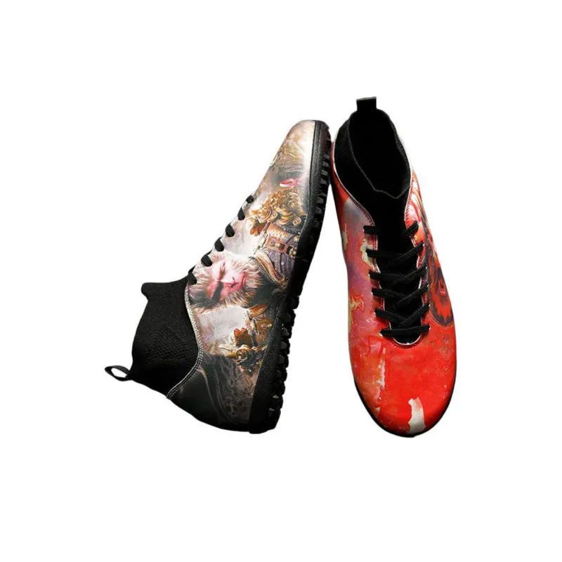 MEKY Soccer Shoes Unisex High Top Black, Red-3