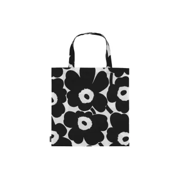 Marimekko Cotton Tote Bag, Shopping Bag, Handbag Small Size Women's Black White