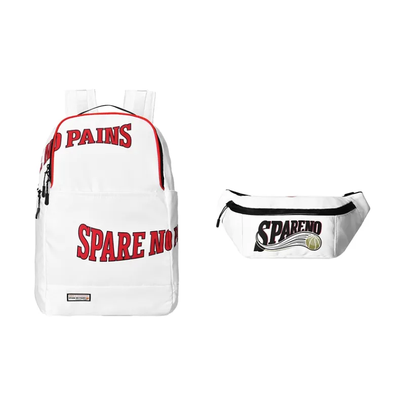 Spare No Pains. Polyester Basketball Backpack Regular Unisex Black Red-26