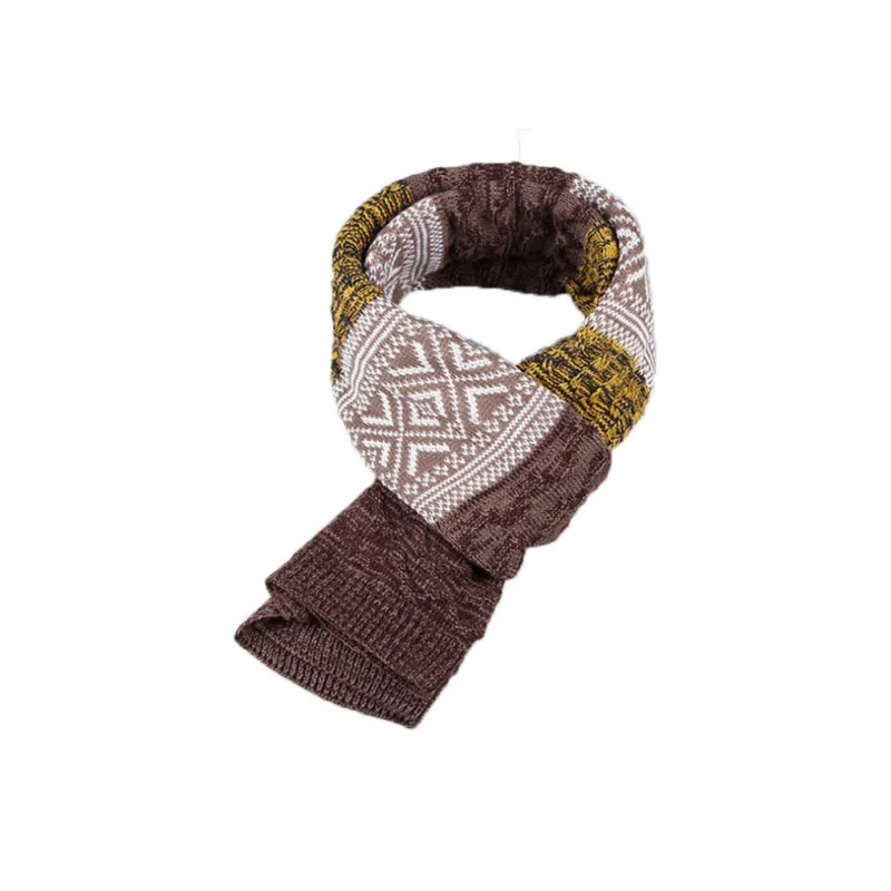 PISHUSHU Acrylic Knit Scarves Men's Ginger Yellow Brown-0