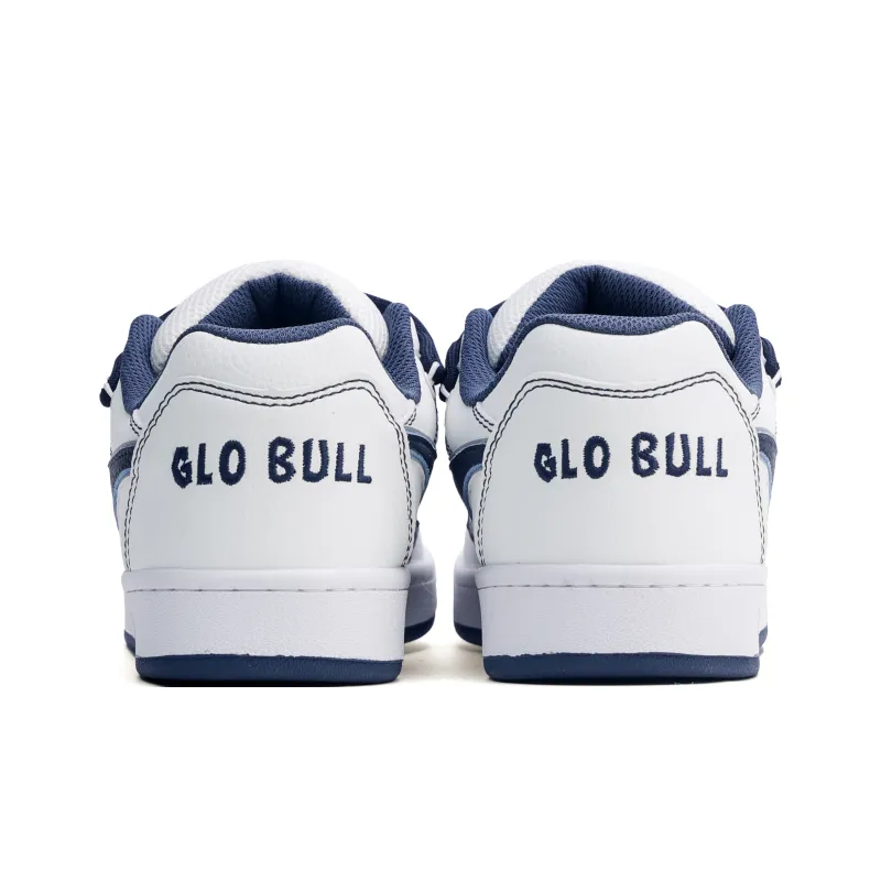 GLO BULL Skateboard Shoes Unisex Low Top Double Strap White Dark Blue-4