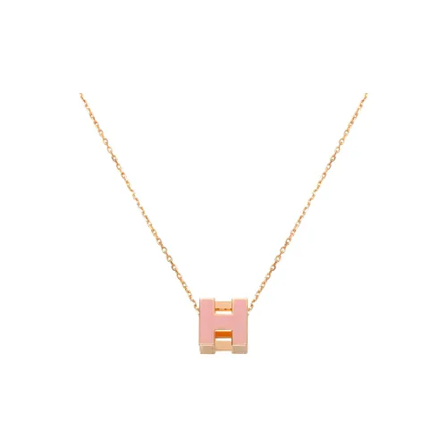 HERMES Cage D'H Rose Gold Plated Hardware Necklaces Women's