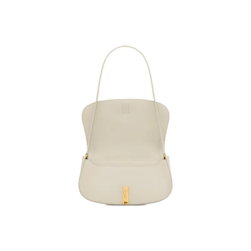 SAINT LAURENT Calfskin Handbag, Shoulder Bag Mini Women's White-4