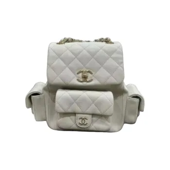 CHANEL Duma Grained Shiny Calfskin Backpack Women's Light Gray